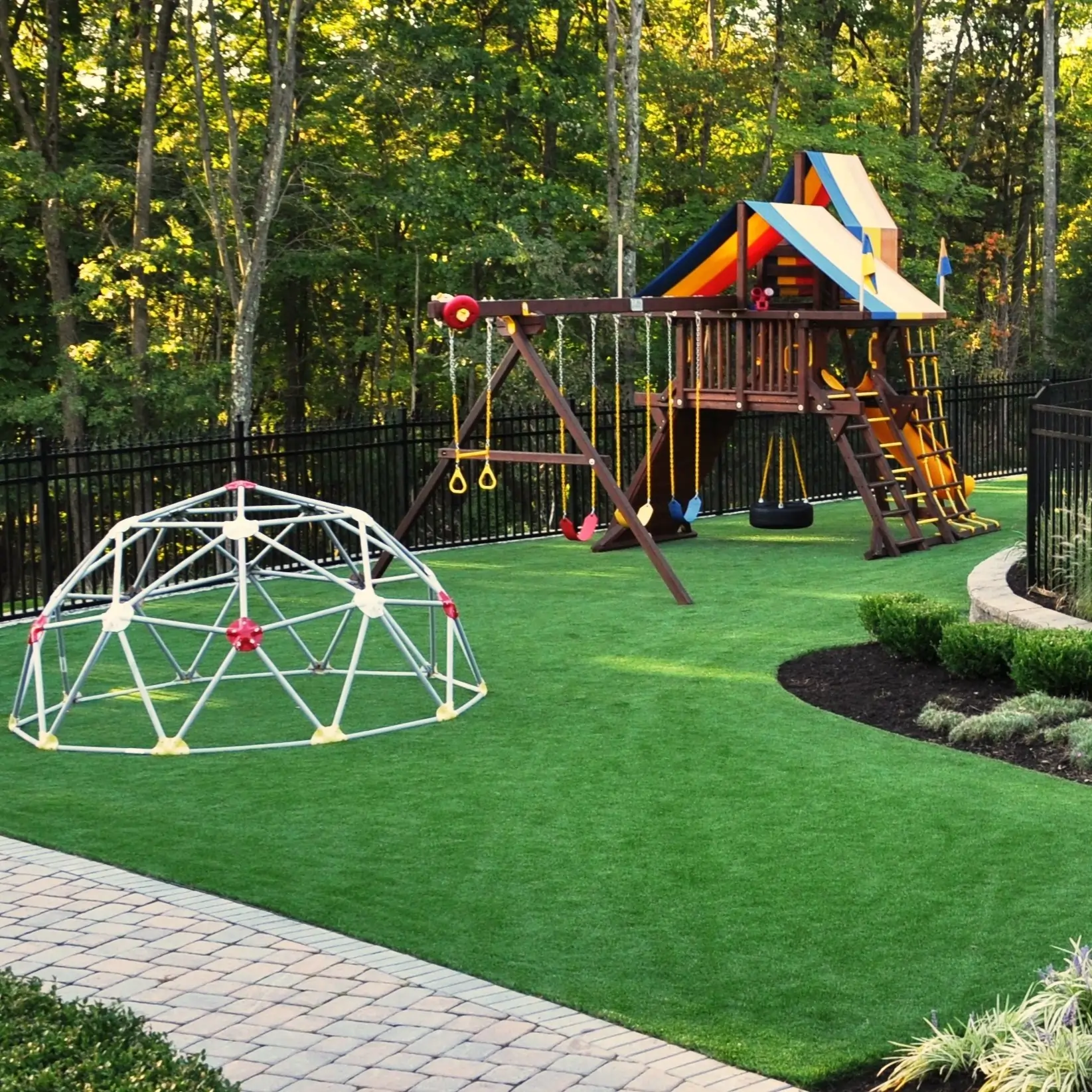 Artificial turf playground installation in Irving, TX