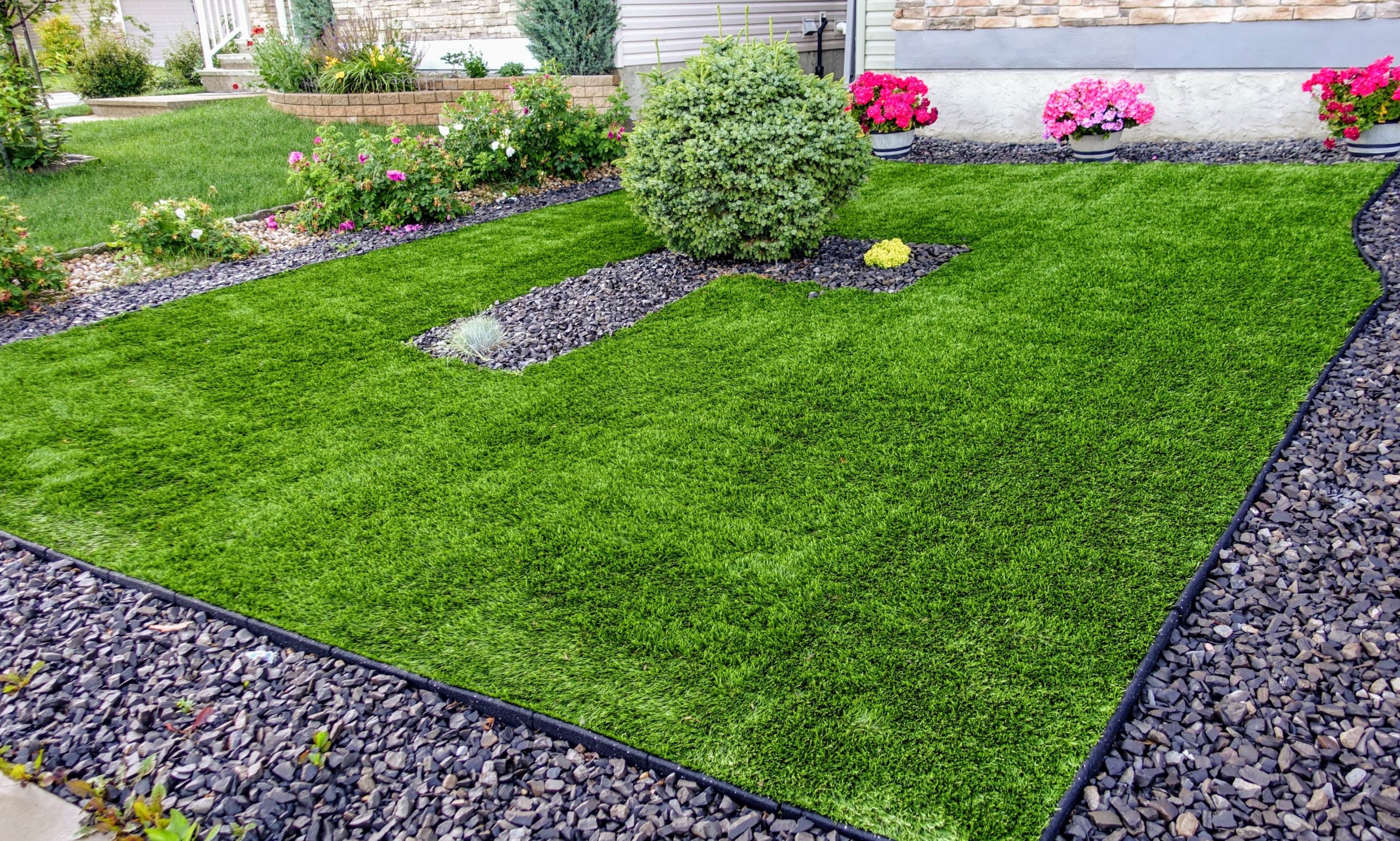 Artificial turf drainage system installation in Irving, TX